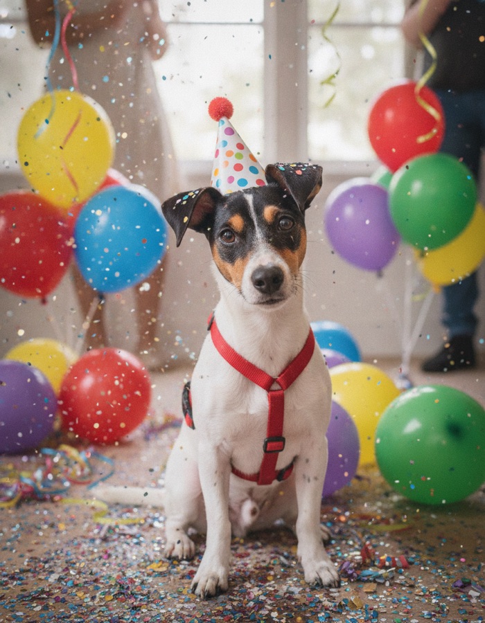 Pet at a birthday party